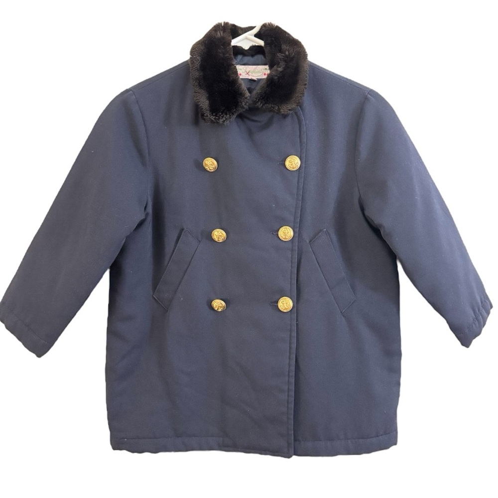 Bonpoint Navy Blue Kids Coat with Faux Fur Collar - Size 8!
